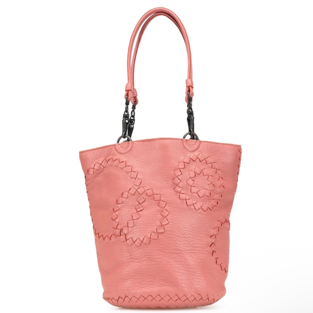 Bottega Veneta Pink Intrecciato Goat Skin Leather Bucket Bag